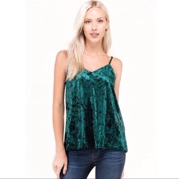 Emerald Crushed Velvet Cami - Picture 3 of 3